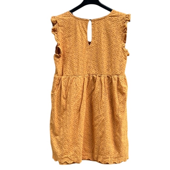 Knox Rose Mustard Color Sleeveless Top Ruffles, Eyelet, Empire Waist - Picture 2 of 12